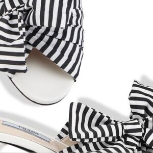 Prada Women's Black and White Striped kitten heels